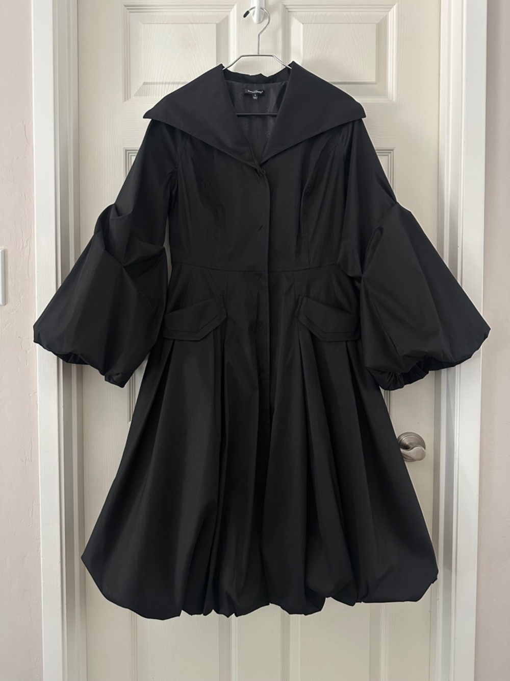 Samuel Dong Bubble Trench Coat Black Women’s Size Small - Picture 2 of 13